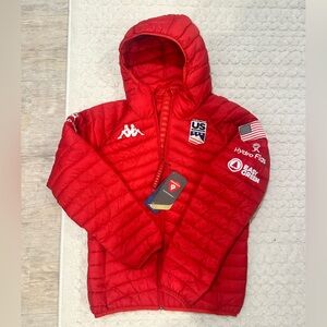 U.S. Ski & Snowboard Kappa Red Quilted Puffer Jacket